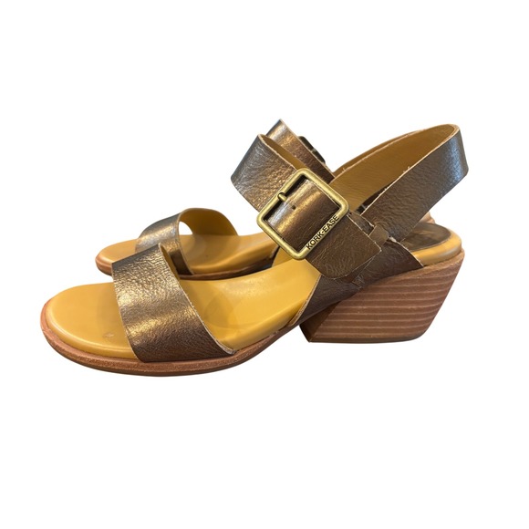 Kork-Ease Shoes - Kork-Ease Women Bronze Metallic Leather Block Heel Slingback Sandals Size 7M